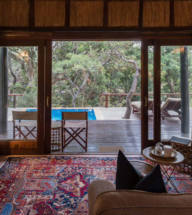 Private pool offering tranquil solitude, intimate feature of our Game Reserve Lodge room.